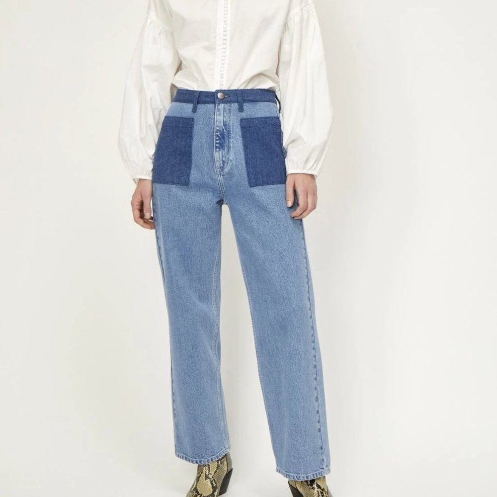 JUST Female Contrast Detail Wide Leg Jeans | Size 26